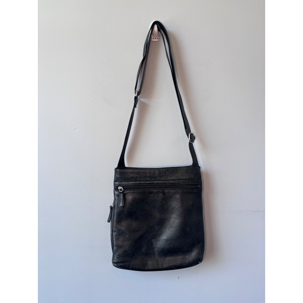 Osgood Marley Black Leather Crossbody Bag‎ Slim Messenger Organizer Purse